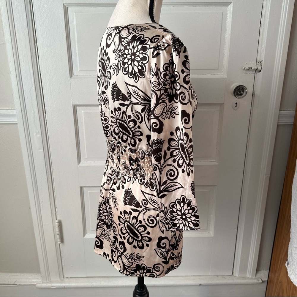 3/$20 💥 Metrocity Floral Print Women's Babydoll Top Satin Crochet Y2K Fairy Boho - Picture 8 of 15